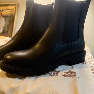 Elegant Black Leather Moto Boots for Women